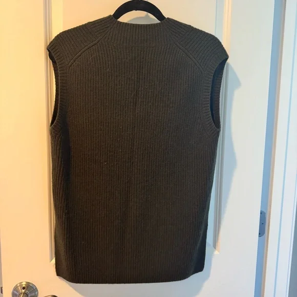 Vince Ribbed Wool-Cashmere V-Neck Sweater Vest Olive Green “Vine” | Size XS - Picture 6 of 6